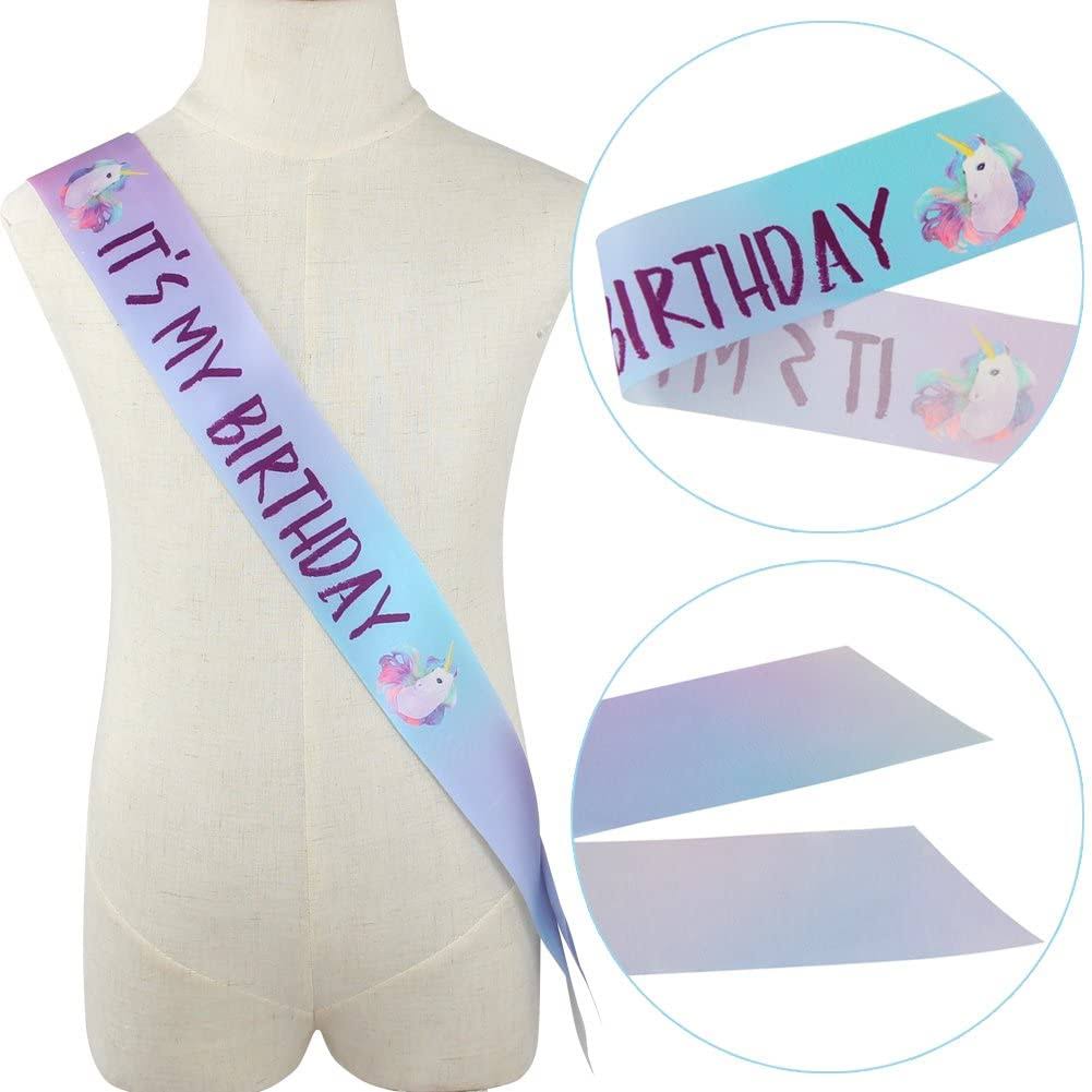 Silver Unicorn Headband and Birthday Sash Set B33251