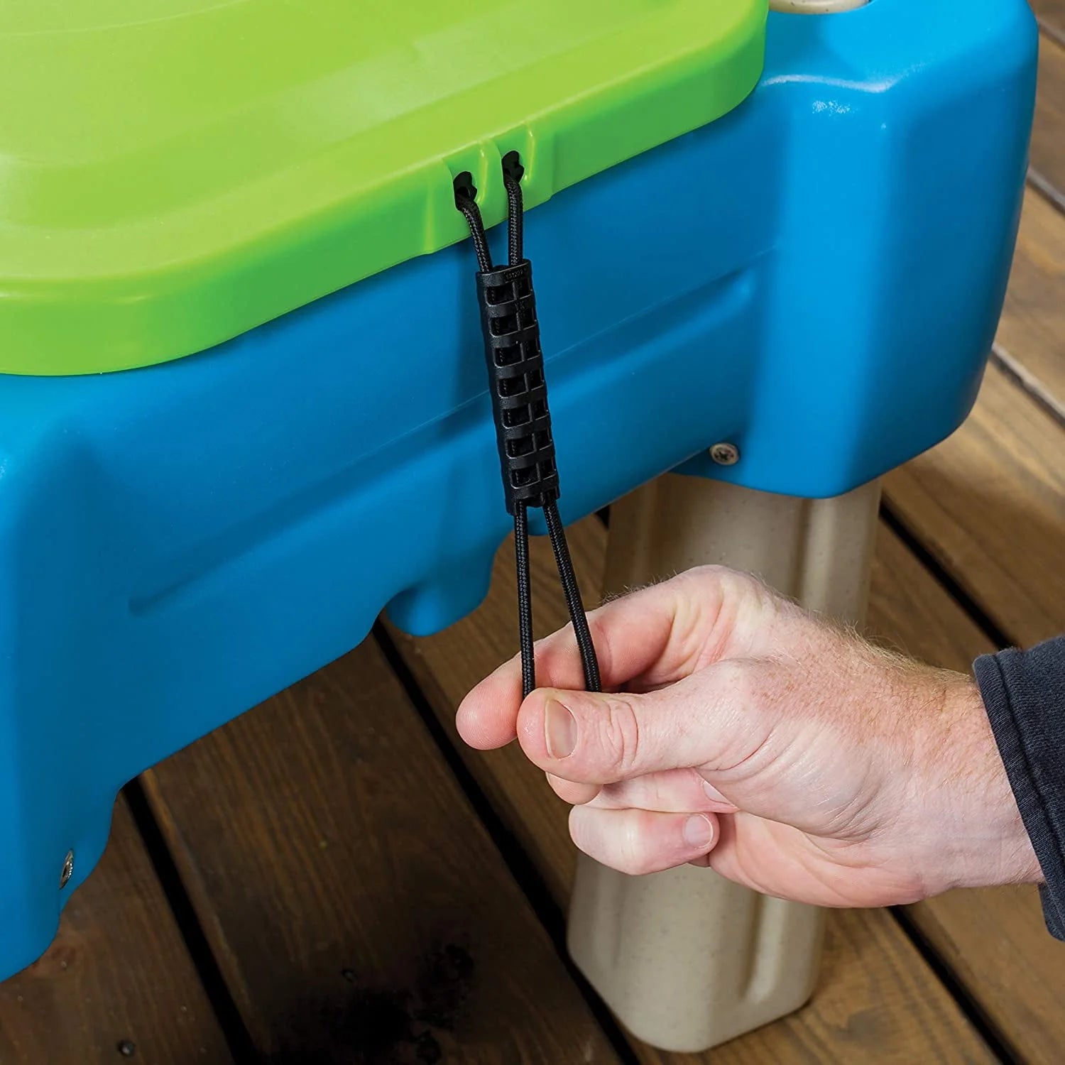 Blue Plastic Sandbox and Water Table with Cover and Umbrella A904858