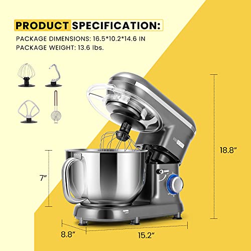 650W 6 Quart Tilt-Head Stand Mixer with Beater, Dough Hook and Wire Whip J36819