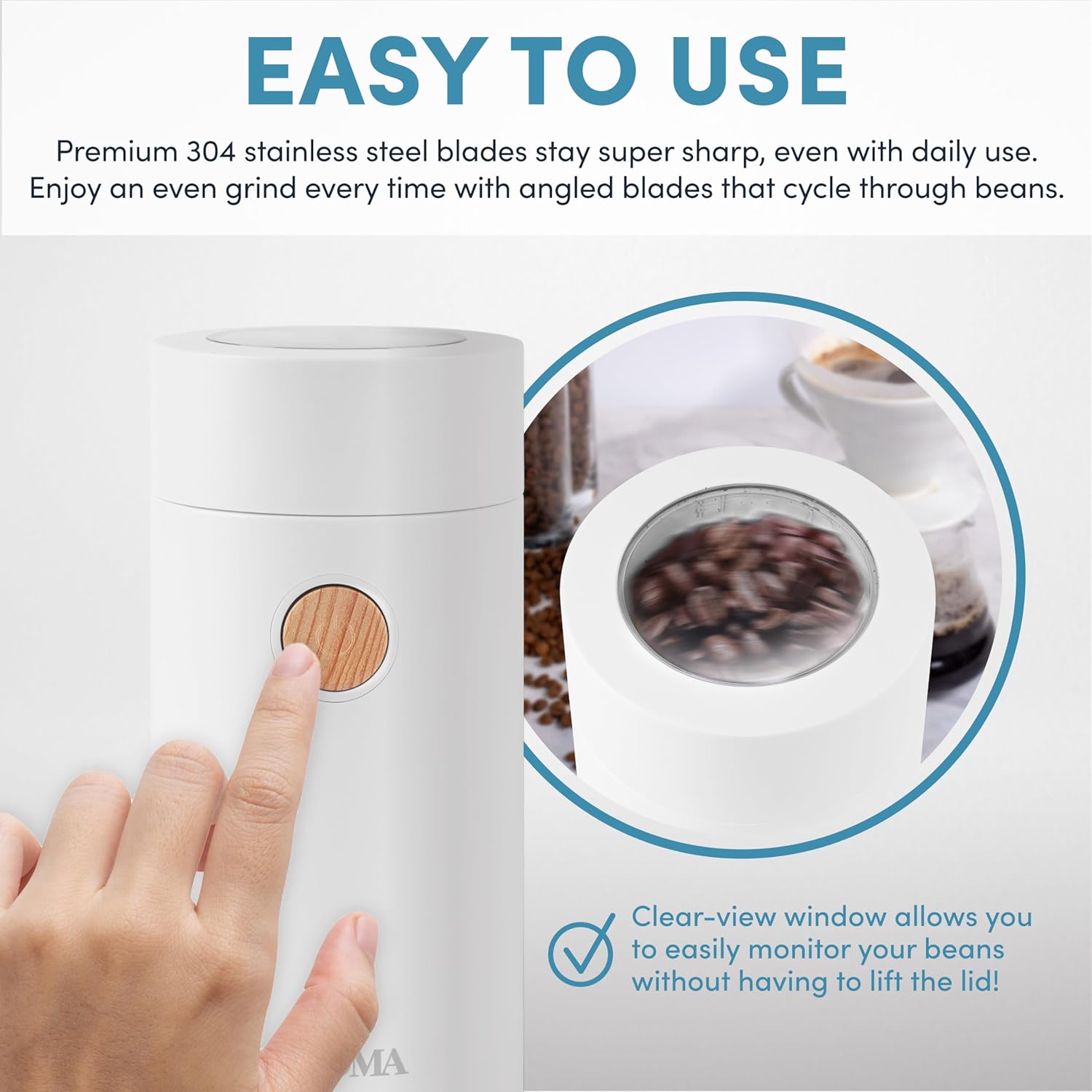 White 40g Mini Electric Coffee Grinder B392