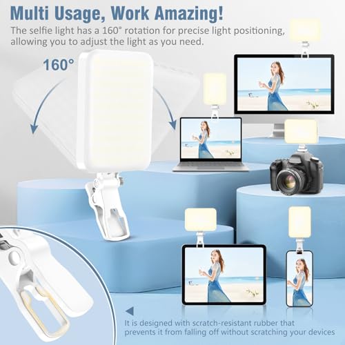 60 LED Portable Selfie Light with Clip & Tripod Adapter Rechargeable 2200mAh T526922