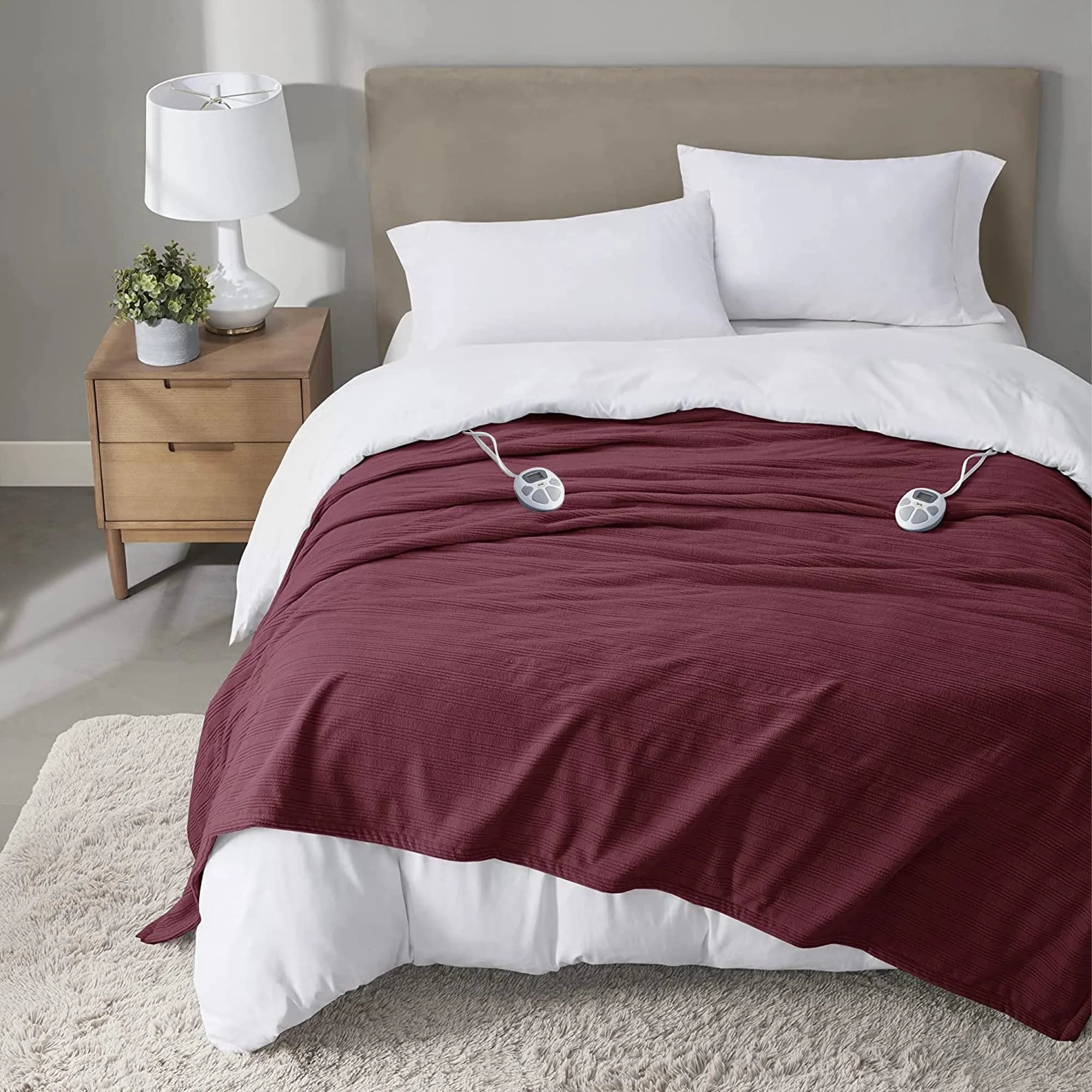 Berry Red Queen Electric Fleece Heated Blanket L249