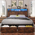 Rustic Brown Full Bed Frame with Bookcase Headboard and Storage Drawers G373360