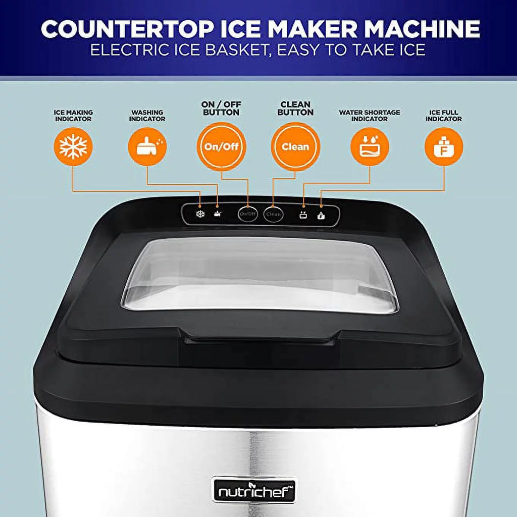 Electric Nugget Ice Maker Machine with Ice Scoop and Basket Q622845