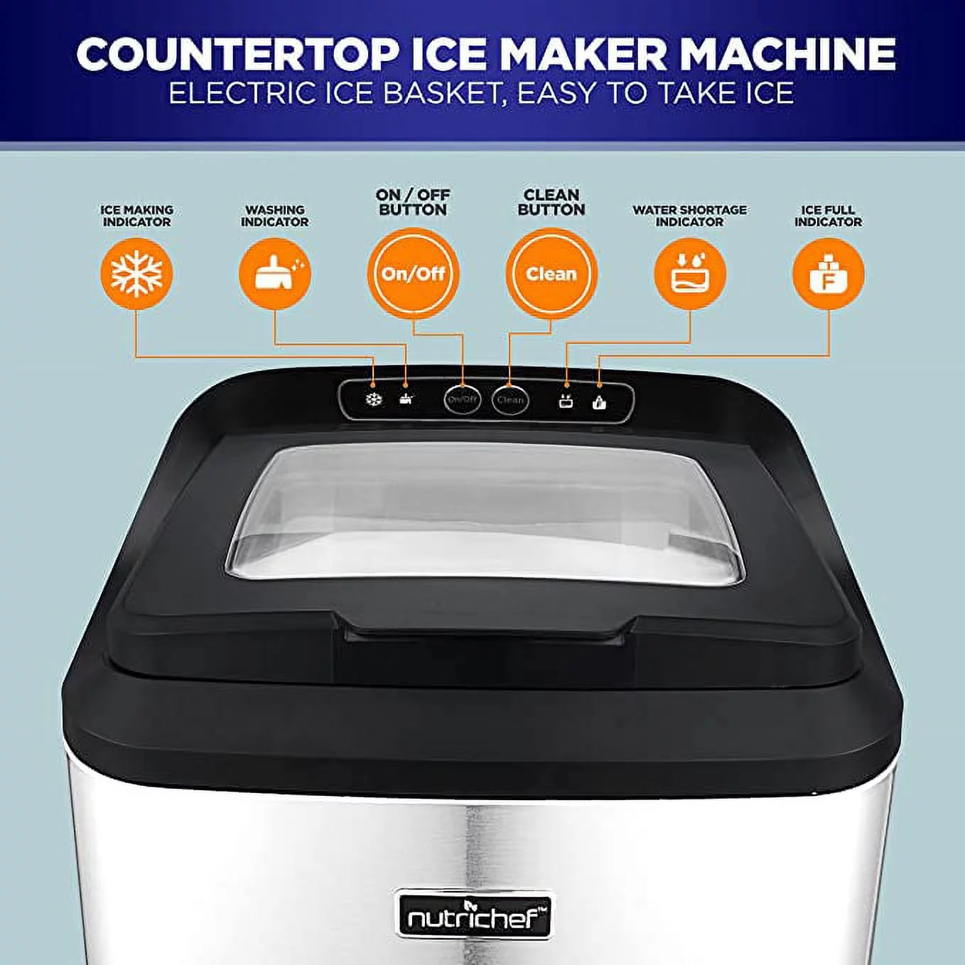 Electric Nugget Ice Maker Machine with Ice Scoop and Basket Q622845