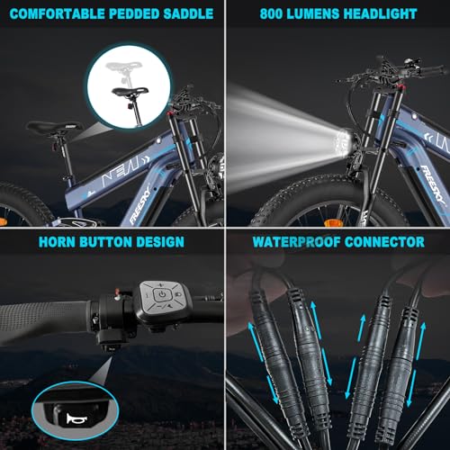 Dual Battery 48V 35AH 2000W 80-155 Miles Electric Bike 26" Fat Tire Full Suspension EBike with Dual Hydraulic Brakes M7806