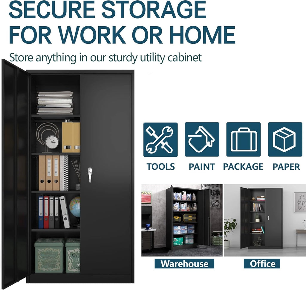 72'' Metal Storage Cabinet with 4 Adjustable Shelves Y640