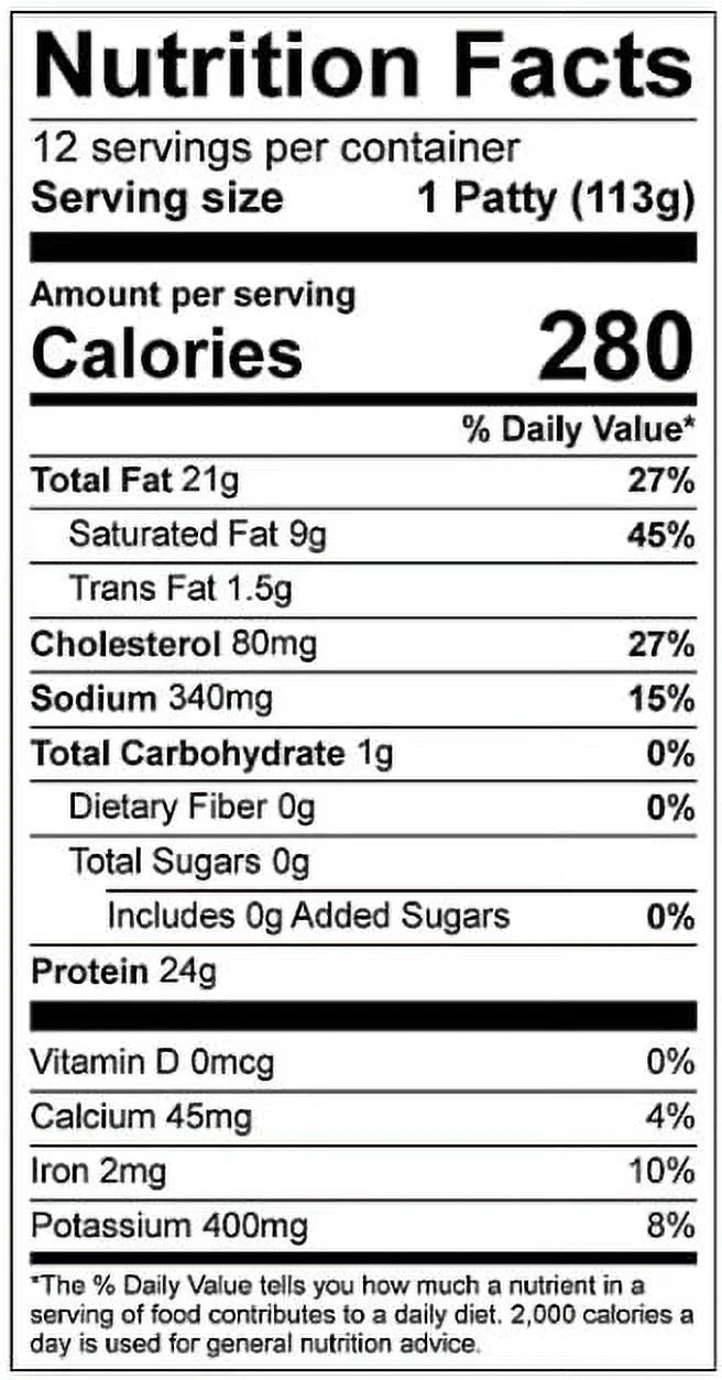 12 ct Fully Cooked Burgers E6542