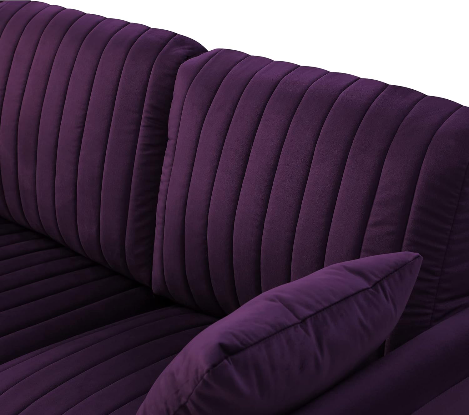 Purple Velvet Round Arm Loveseat Sofa with 2 Throw Pillows Y4063