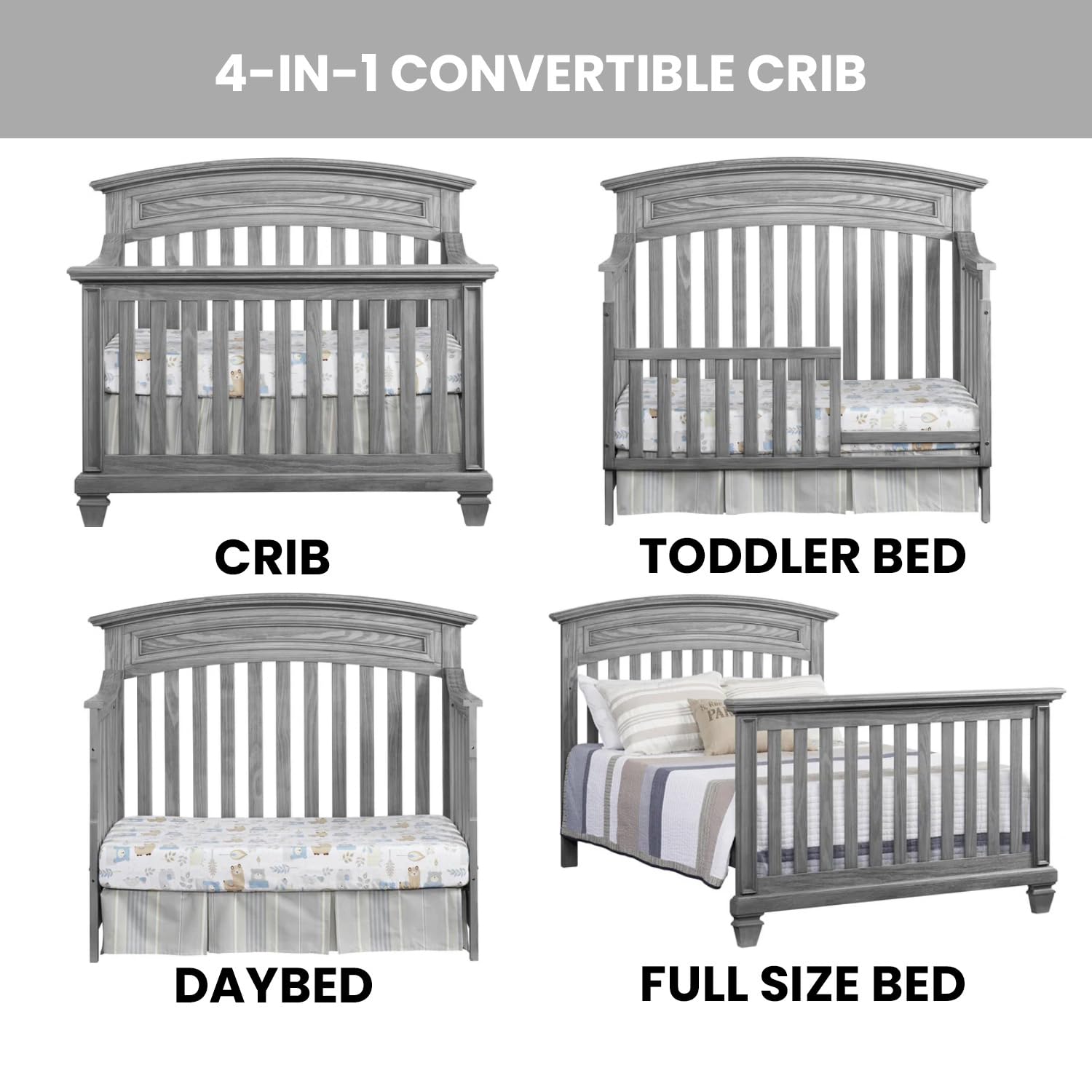 Brushed Gray 4 in 1 Convertible Crib Z193937