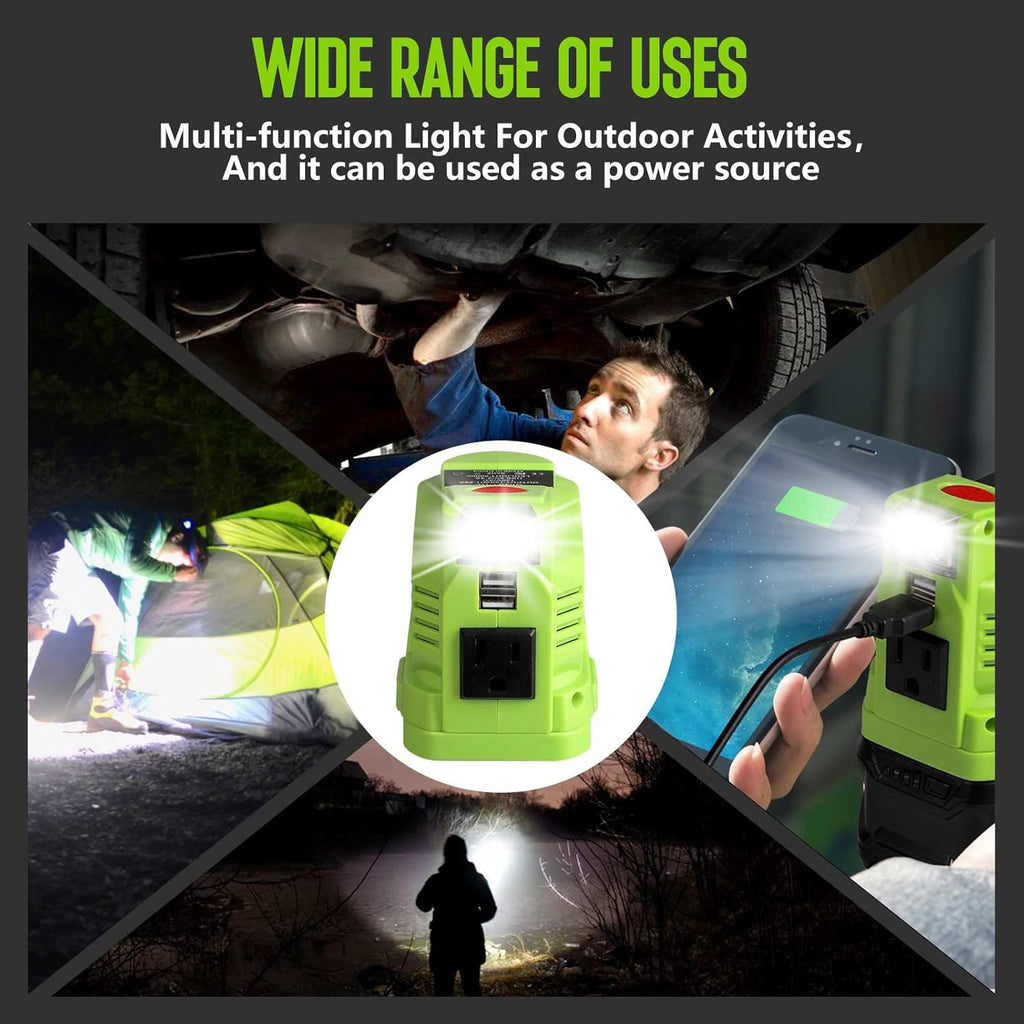 Power Inverter 150W Portable Charger DC 18V to AC 110 with AC/USB Port Y7386