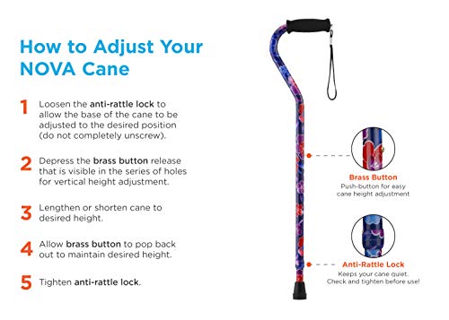 Lightweight Adjustable Walking Cane with Offset Handle D838494