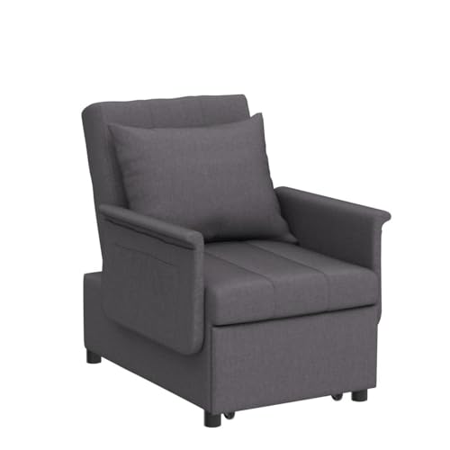 Black 3 in 1 Pull Out Sleeper Sofa Chair with Pillow M667