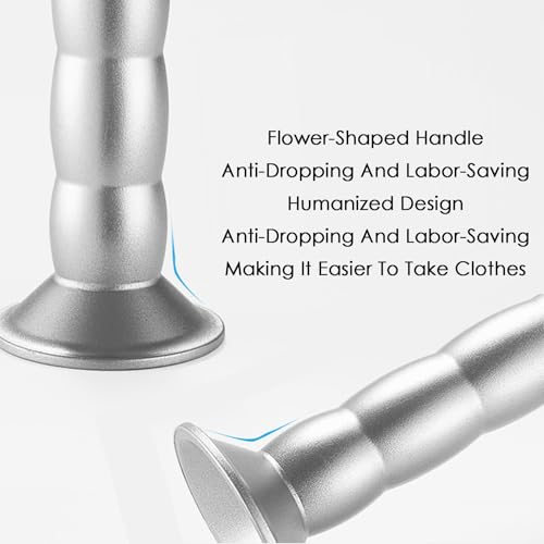 Pull Down Closet Rod Organizer Storage Rack Lift Buffer Extendable Adjustable Width Space Saving Wardrobe Hanger Silver D140438