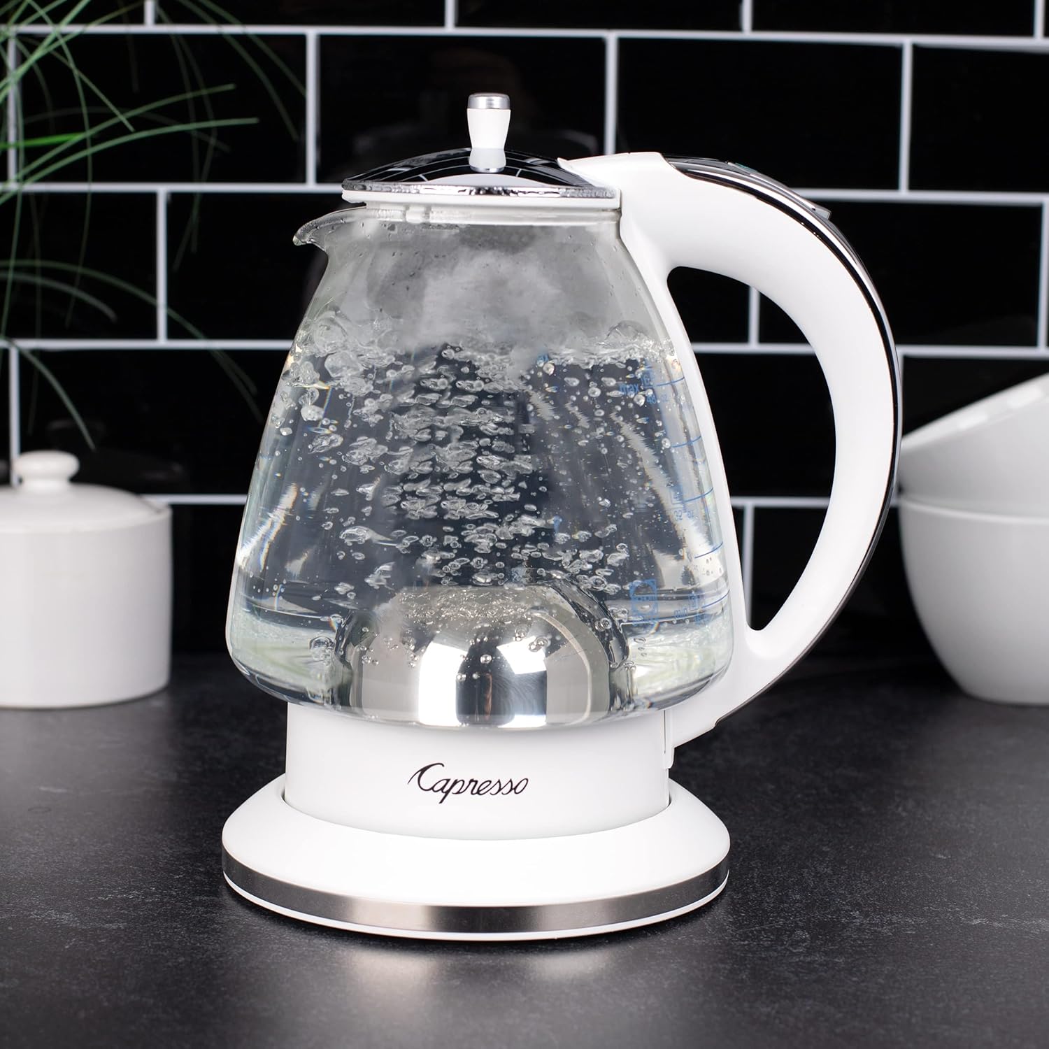 White 48 oz Glass Kettle V1896