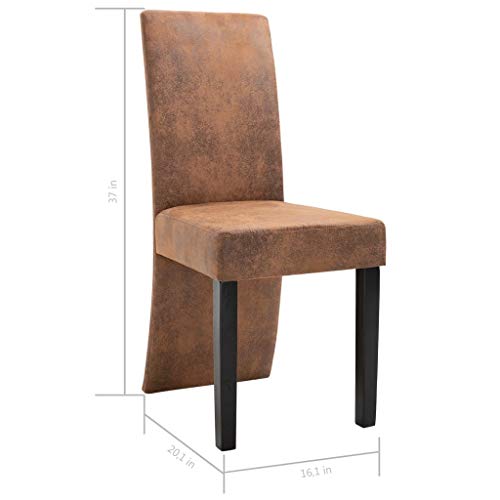 Brown Faux Suede Leather Dining Chairs 4 pcs L364