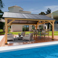 13' x 15' Wood Cedar Gazebo with Galvanized Steel Roof K750603