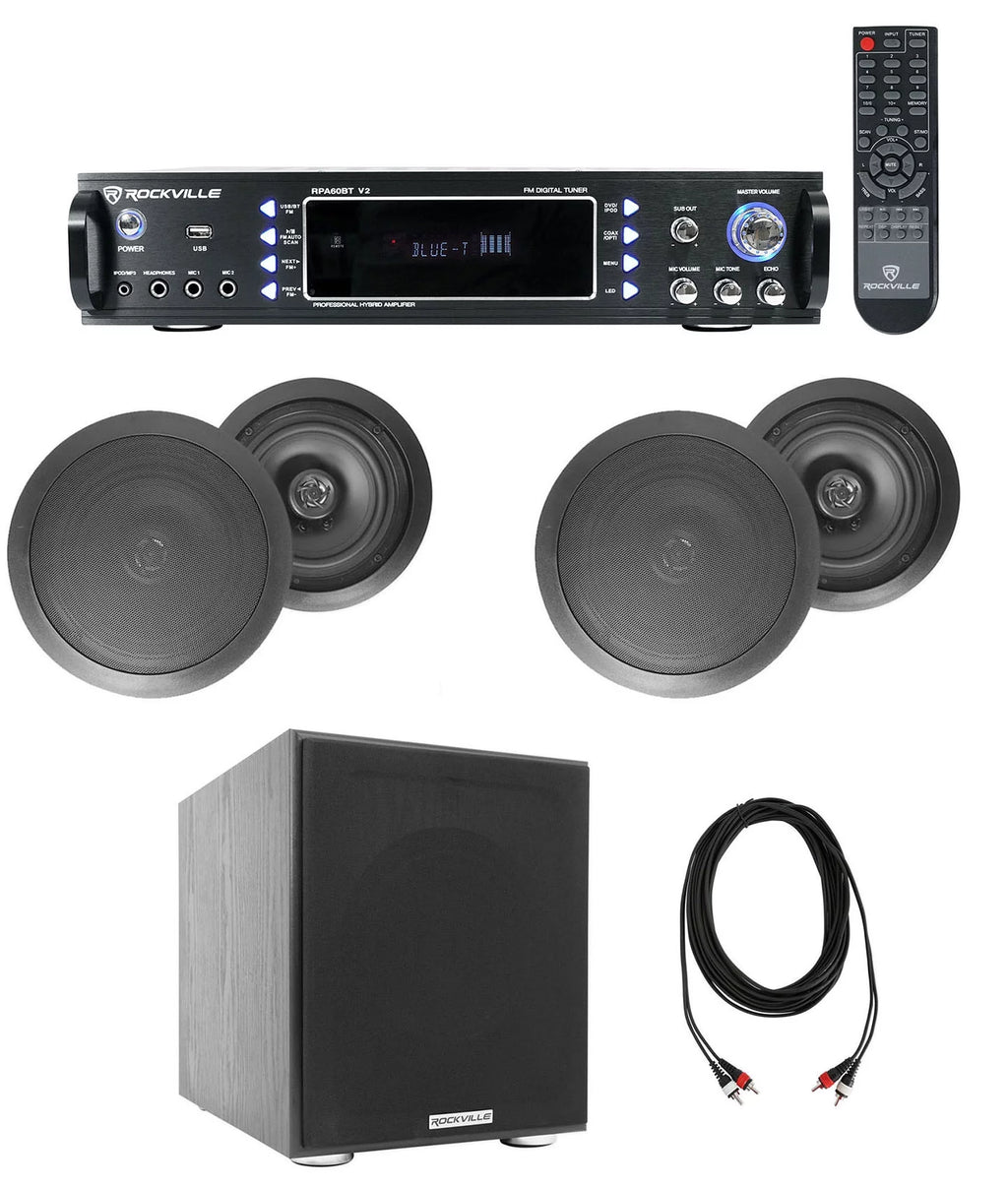 6.5" Black Ceiling Speaker Bluetooth Receiver Subwoofer Z4232