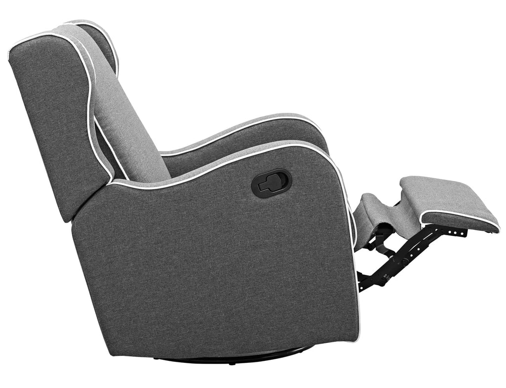 Dark Gray Fabric Upholstered Swivel Gliding Recliner L657