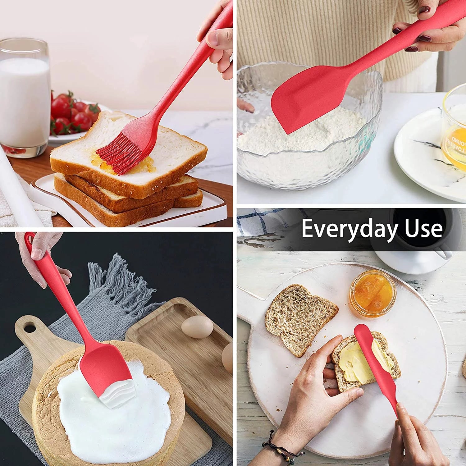 15 Pcs Silicone Non-stick Cooking Utensil Set with Stainless Steel Handle T299955