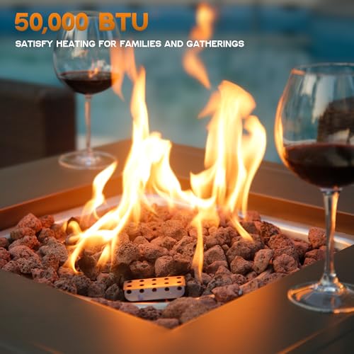Black 28 inch Propane Fire Pit Table Y317449