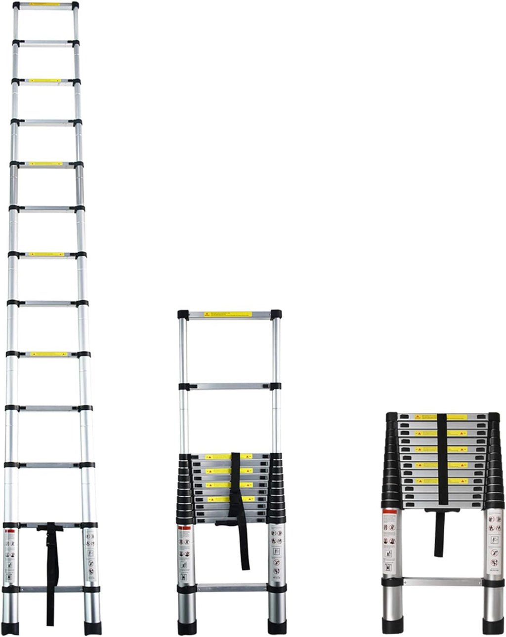 Aluminum Telescopic Extension Ladder, 330 lbs Capacity, 14.5FT F631531