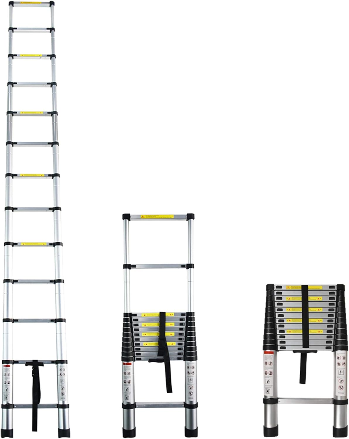 Aluminum Telescopic Extension Ladder, 330 lbs Capacity, 14.5FT F631531
