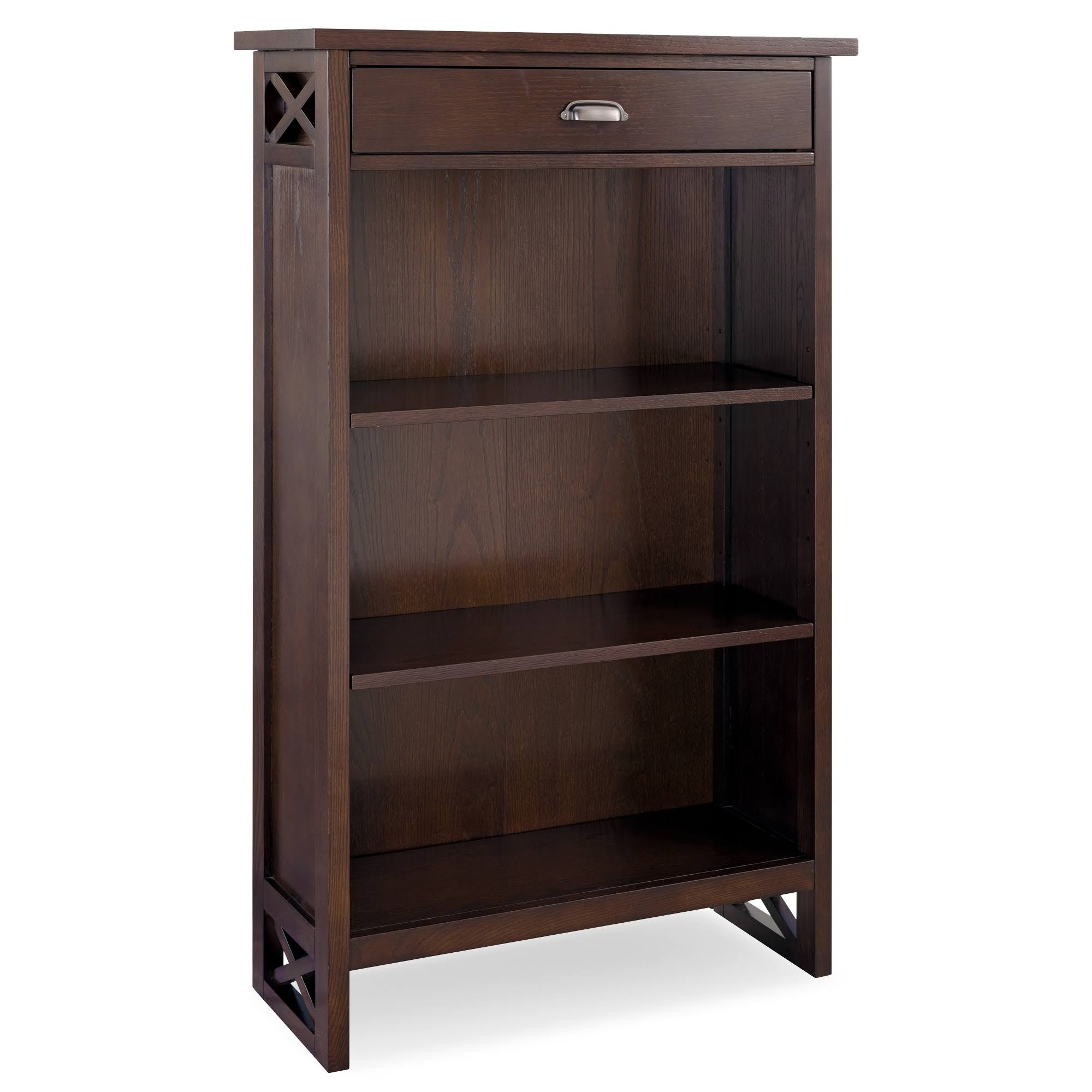3 Shelf Bookcase with Drawer Storage, Chocolate Oak W436447
