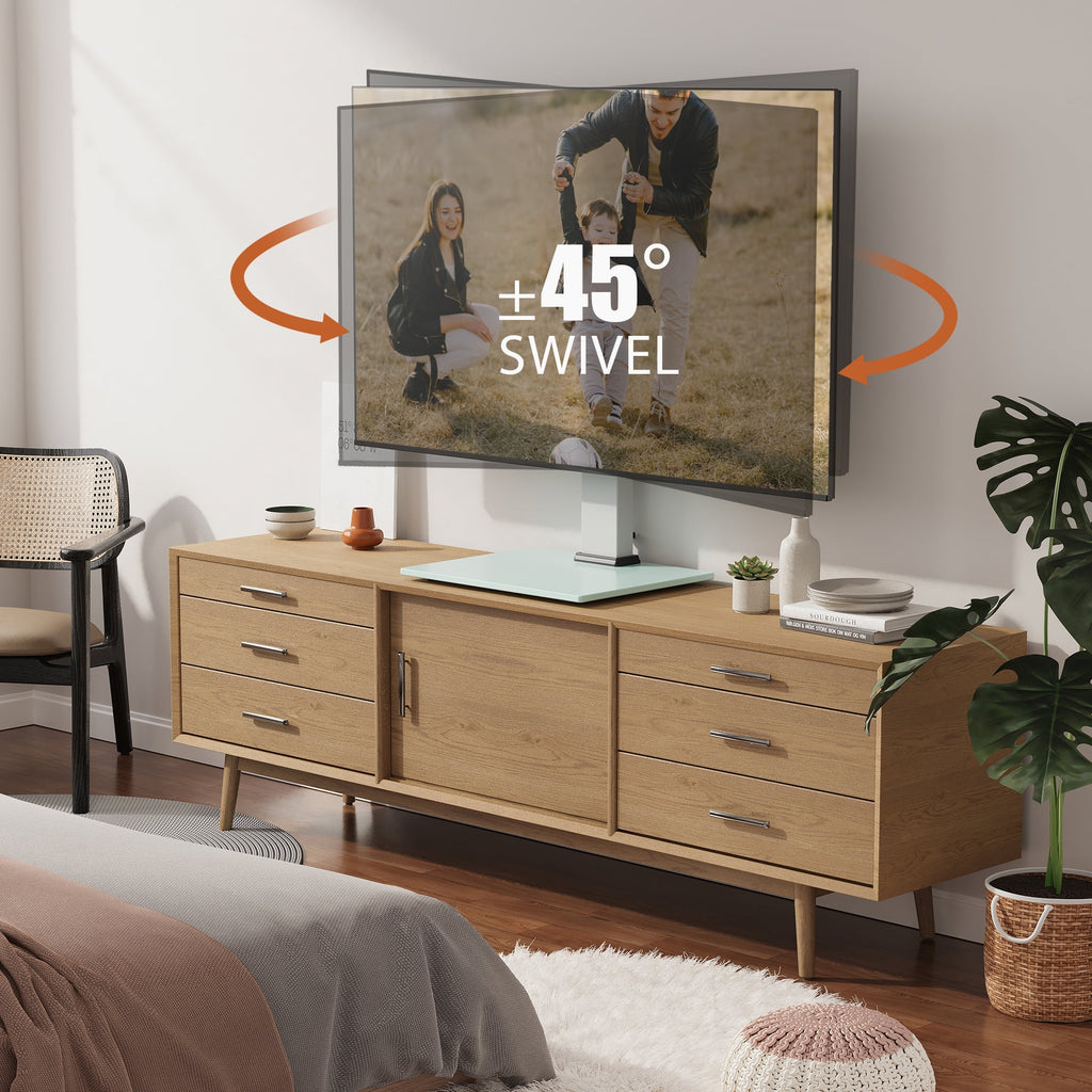 White Universal TV Stand Tabletop TV Base with Swivel Mount for 19''-40" inch Flat Screen Tvs S32388