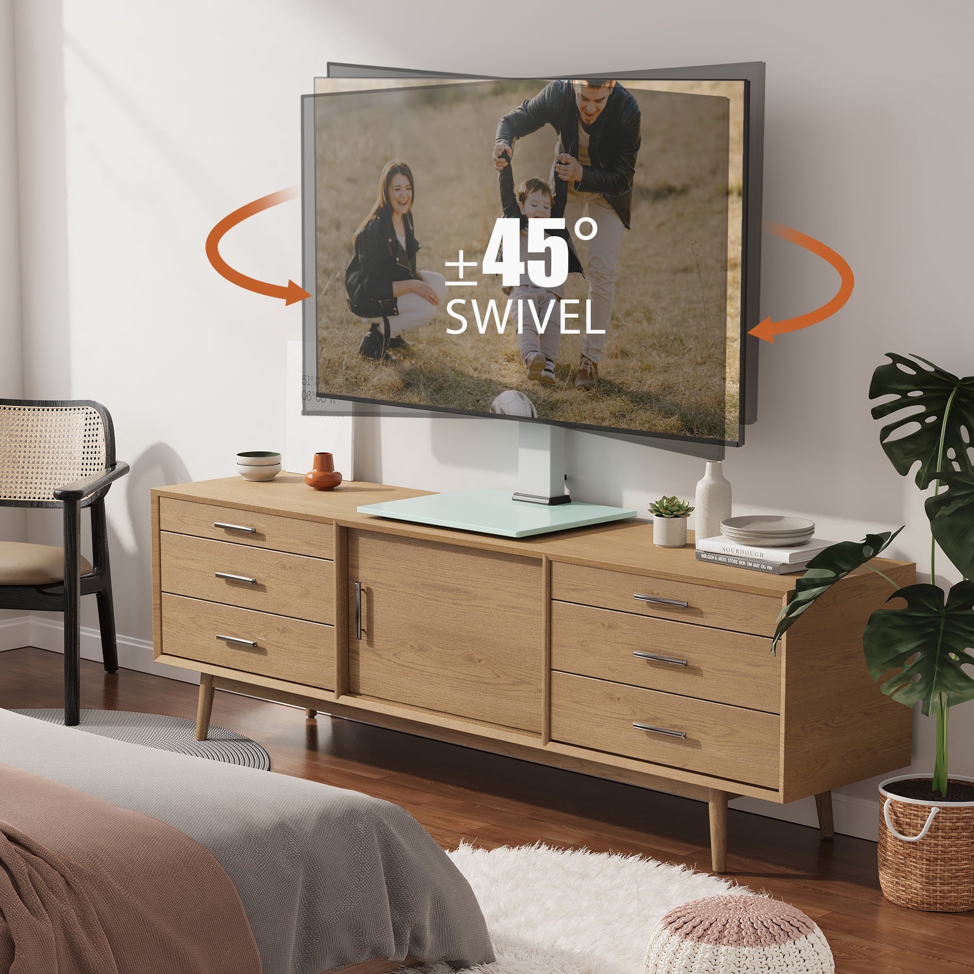White Universal TV Stand Tabletop TV Base with Swivel Mount for 19''-40" inch Flat Screen Tvs S32388