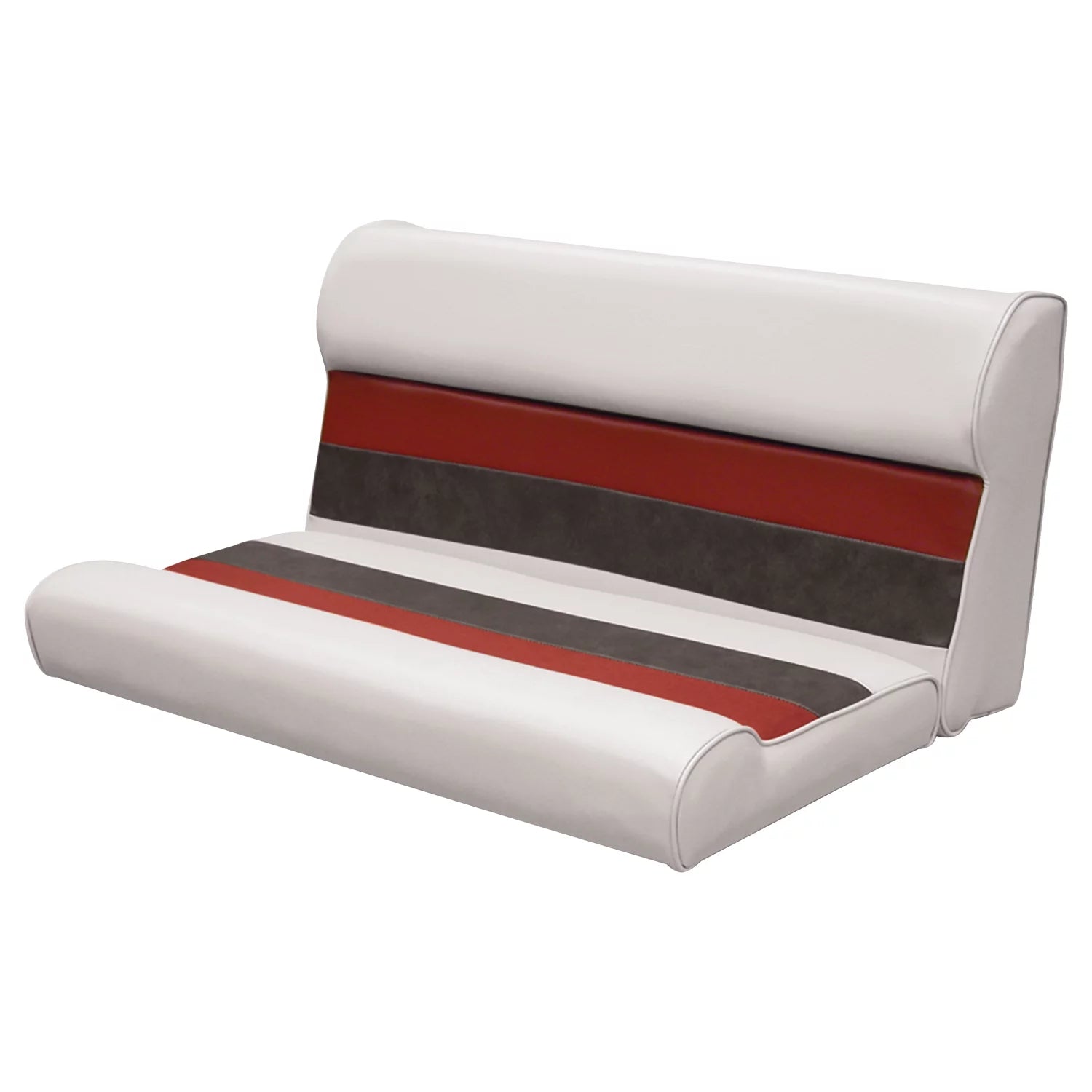 White/Red/Charcoal Pontoon Bench Seat and Backrest Cushion Set S8432