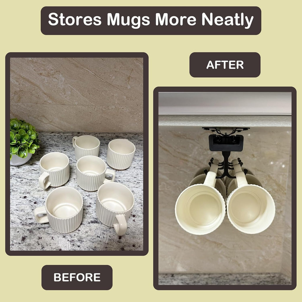 Black Pull Out Mug Holder with 8 Hooks E301652