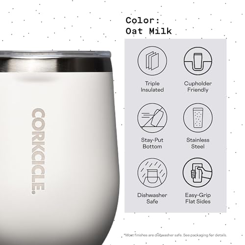 Stemless Insulated Wine Glass Tumbler, Gloss Powder Blue, 12 oz, Stainless Steel T8862
