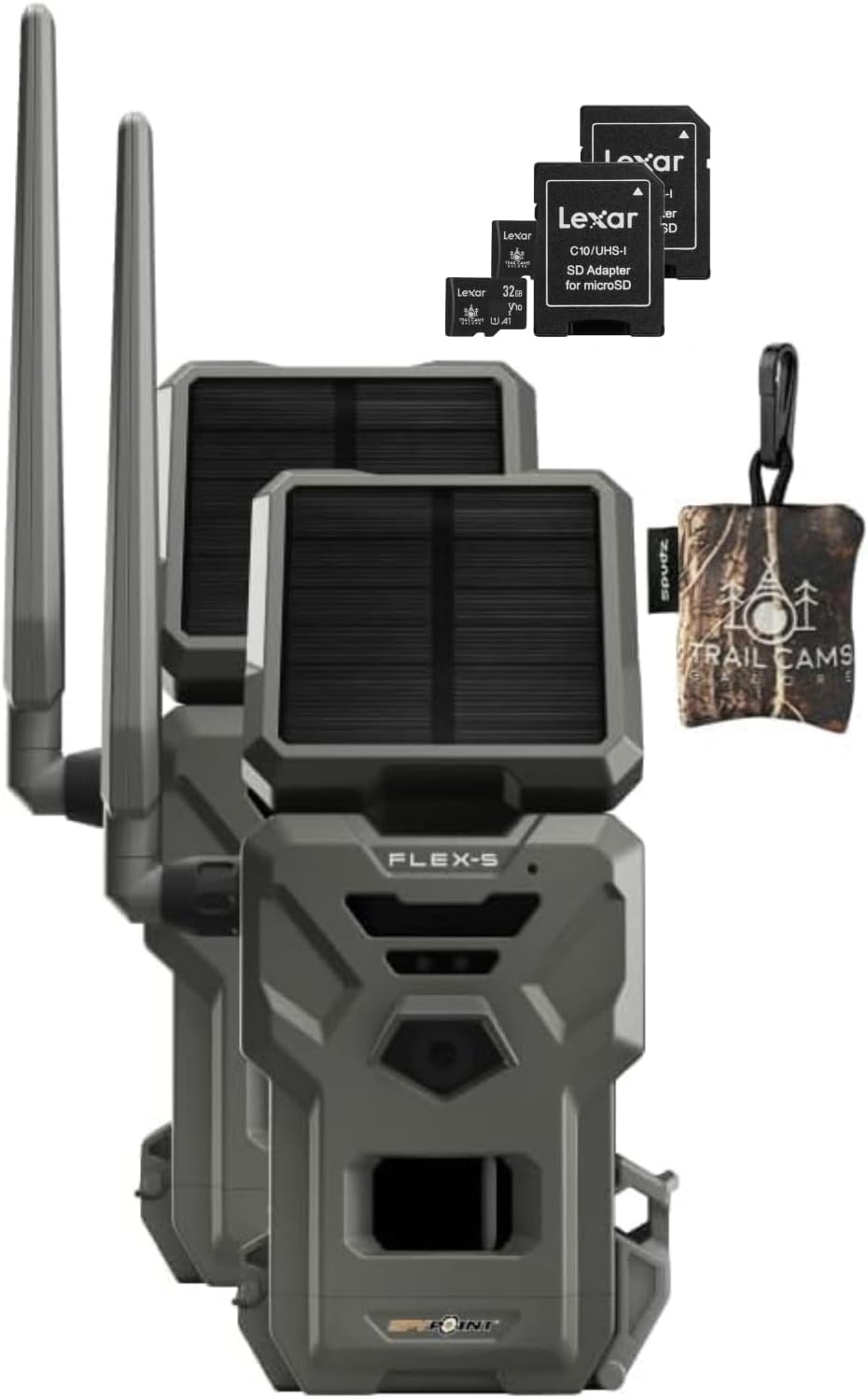 2 PK Solar Cellular Trail Camera with 100-foot Flash Detection Range and 32GB SD Cards P25977