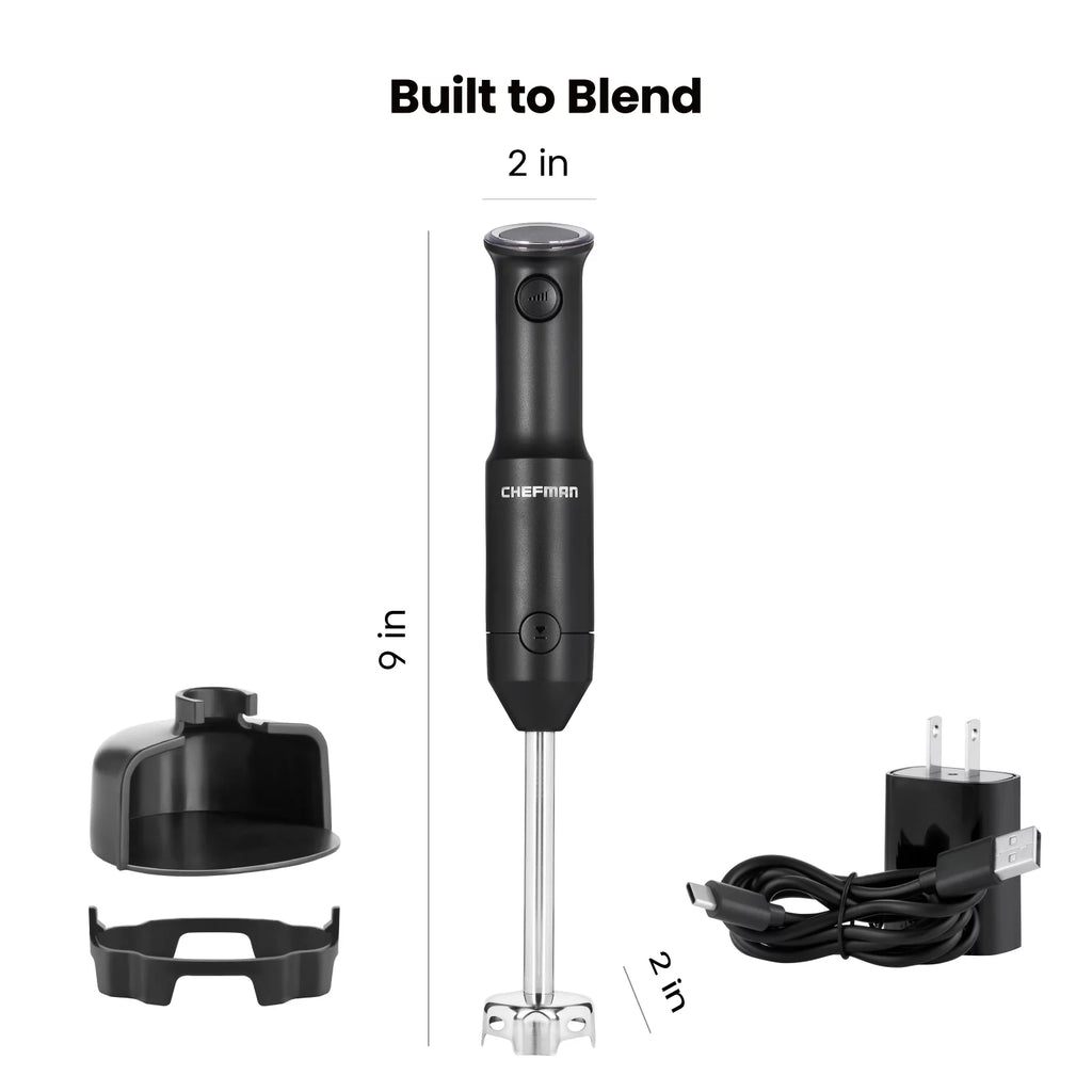 Black Cordless Handheld Immersion Blender with Stainless-Steel Blade C901013