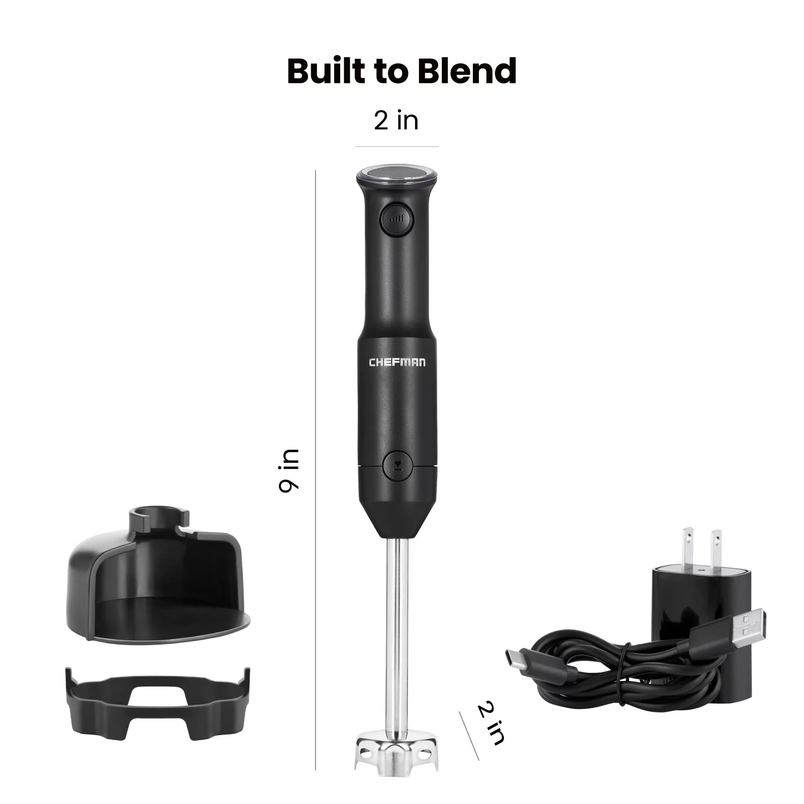 Black Cordless Handheld Immersion Blender with Stainless-Steel Blade C901013