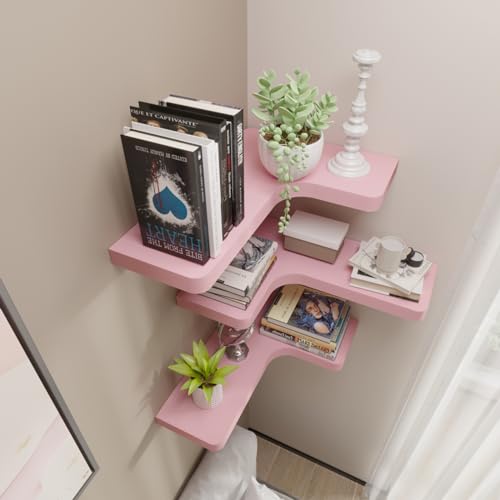 Black Solid Wood Corner Floating Shelves Set of 3 M990