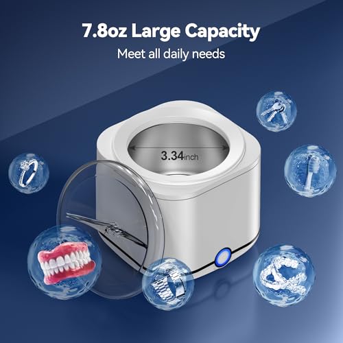48kHz Ultrasonic Retainer Cleaner with 7.8OZ Dental Cleaning Pod I594