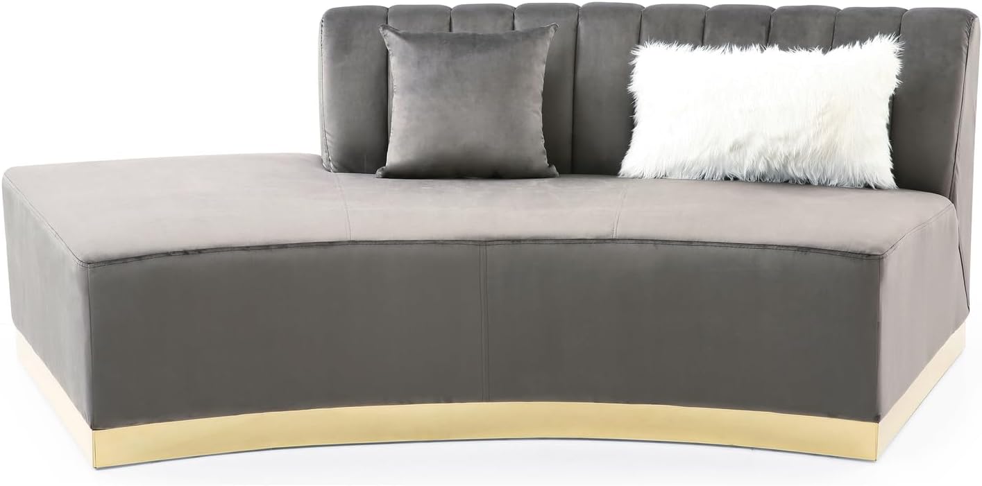 Dark Gray Armless Velvet Curved Sofa Y2212