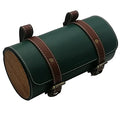 Black Leather Bike Handlebar Bag with Wood Under Seat D106936