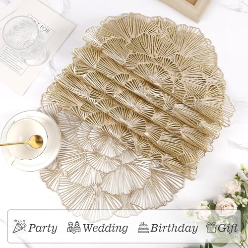 Set of 6 Gold Heat Resistant Vinyl Placemats W845637
