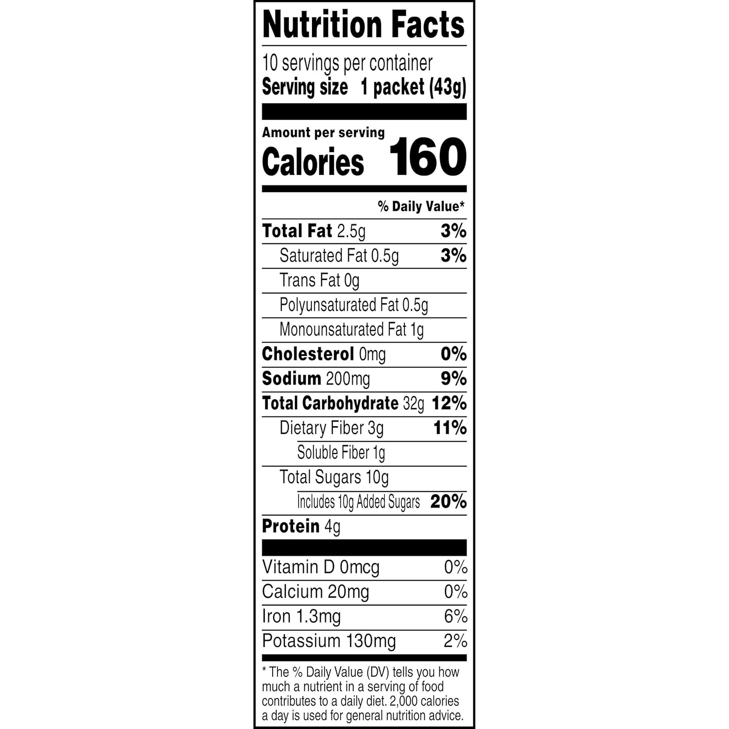 Cinnamon and Spice Instant Oatmeal, 1.51 Ounce (Pack of 10) V9815