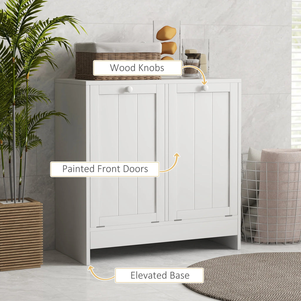 White Tilt-out Laundry Storage Cabinet with 2 Hamper Compartments H6402