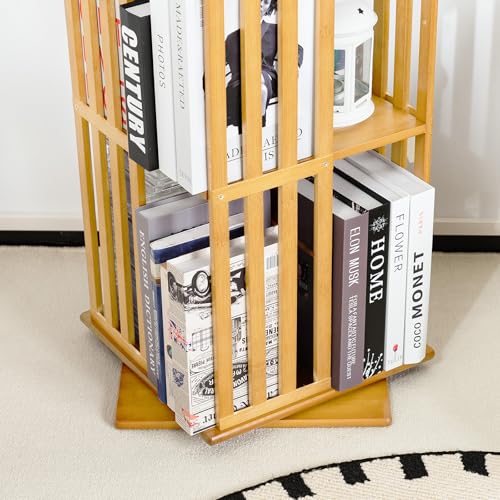 Walnut 6 Tier Bamboo Rotating Bookshelf L7745