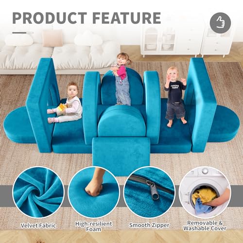 12PCS Modular Toddler Couch with Triangular Cushions and Arches (Gray) N4015
