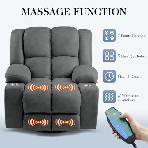Oversized Power Lift Recliner Chair with Massage, Dark Grey I445