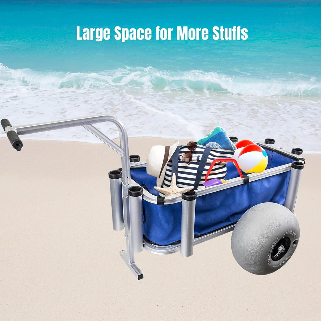 Heavy Duty Aluminum Fishing Cart with Large Wheels, 35" x 16" Basket Q107
