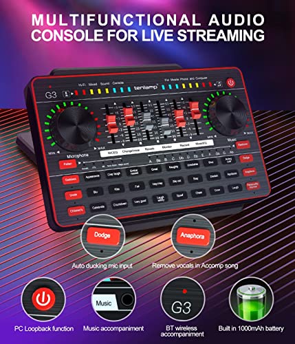 Podcast Microphone Bundle with Audio Mixer, 3.5mm Condenser Microphone, Soundboard with Voice Changer G71996