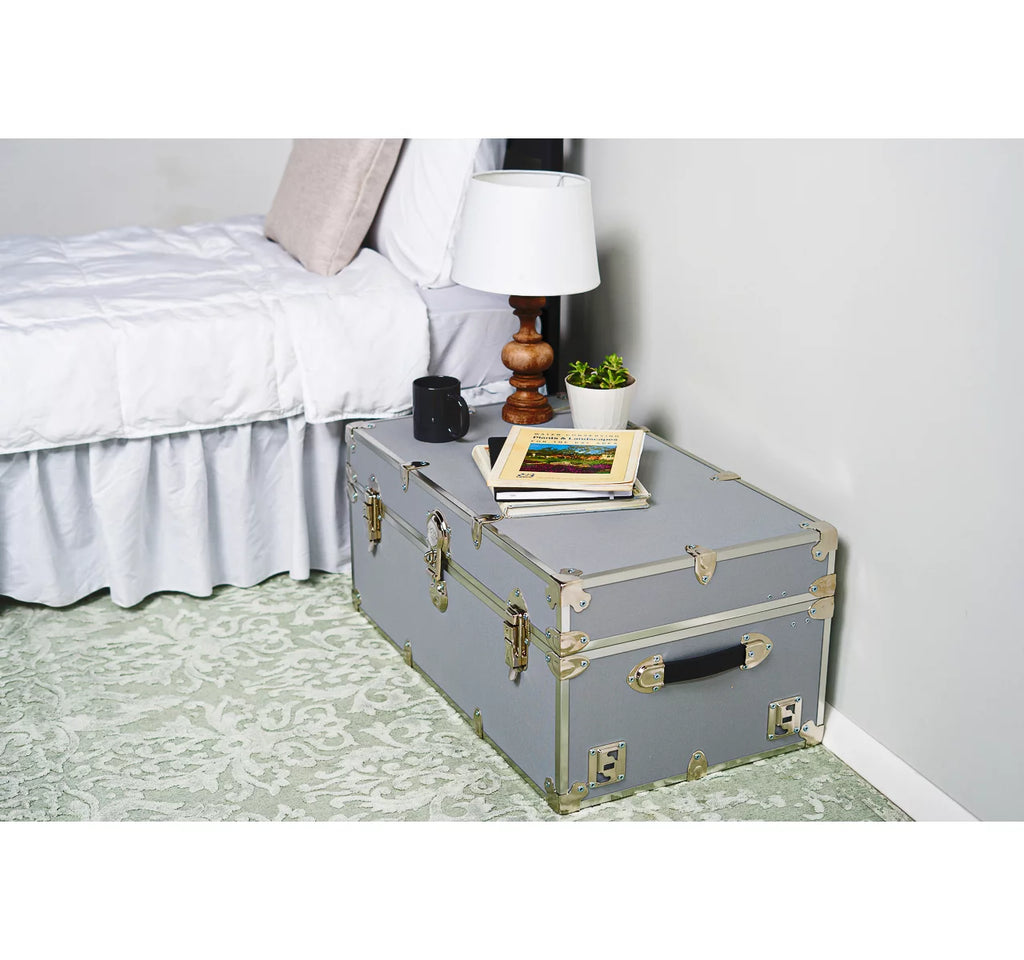 Large Leather Embossed Vinyl Trunk 32"x18"x14" Forest Green W328564