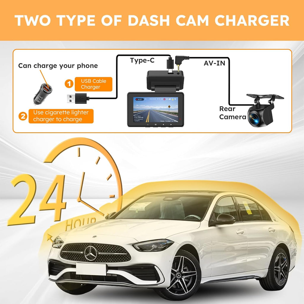 4K Dash Cam Front and Rear with WiFi & GPS D129812
